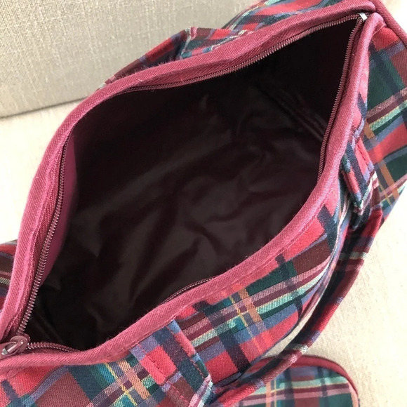 Red Plaid Makeup Travel Bags Duo Set Cosmetic - Picture 3 of 4